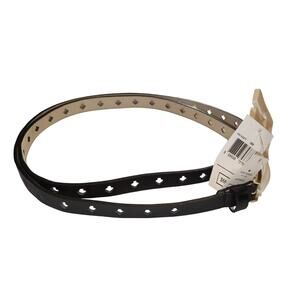 Kate Spade NY Black Leather skinny belt w/gold buckle Large *spade cutouts* NWT